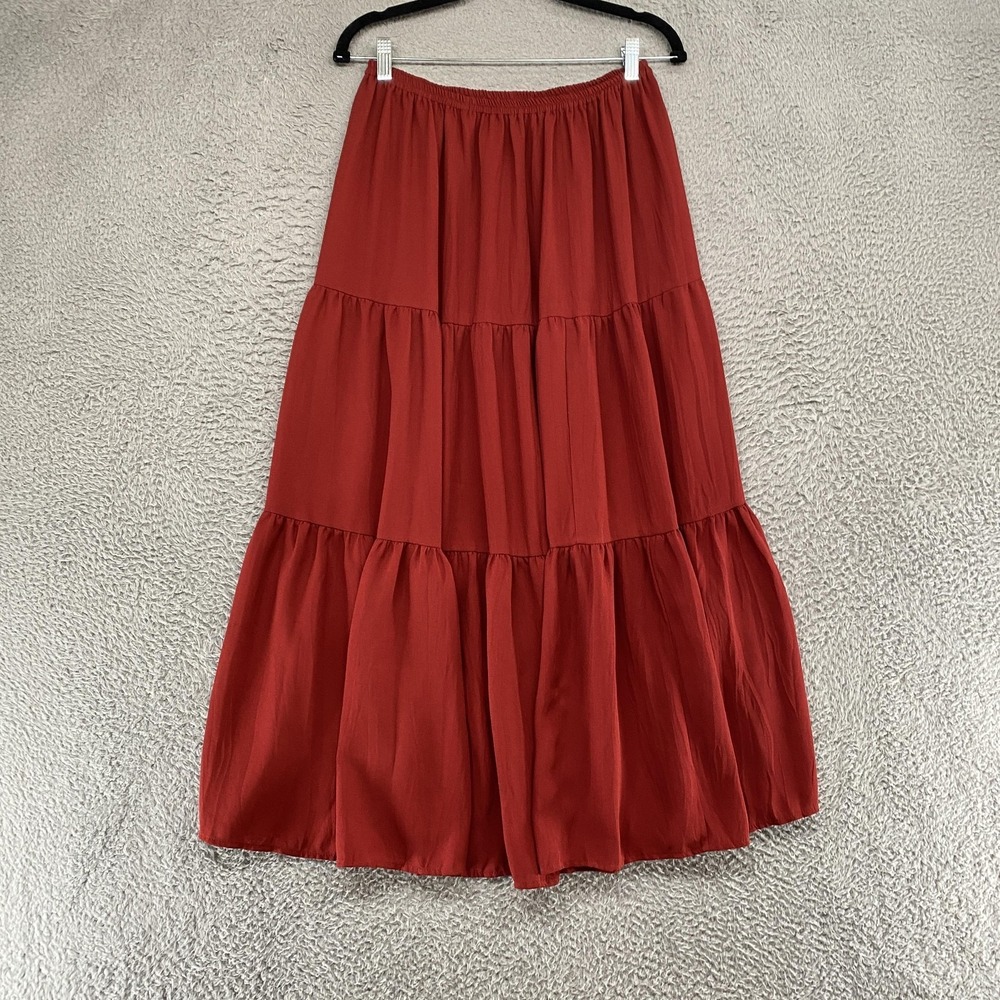 Double D Ranch Tiered Maxi Skirt in Brick Red